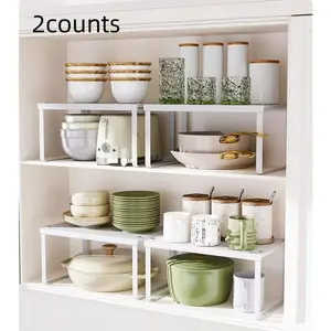 Kitchen Cabinet Organizer Set Multi-Layer Display Storage Rack for Pots, Bowls, Dishes, Spices, Countertop Shelf, Cupboard Dividers