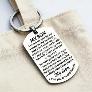 To My Son Keychain from Mom, 2026 Graduation Gift, Inspirational Birthday Gift for Adult Son, Engraved Stainless Steel Key Ring, Meaningful Son Keepsake
