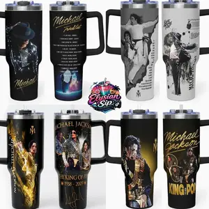 [Collection] Elysian Sip - Michael Movie Series 40oz Tumbler High-Quality Insulated Tumbler V1, Michael Jackson Biopic Film Theme Tumbler With Handle, King of Pop Fan Gift Tumbler, Leakproof Travel Mug.