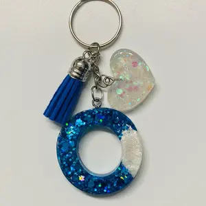 Letter “O” Resin Glitter Keychain