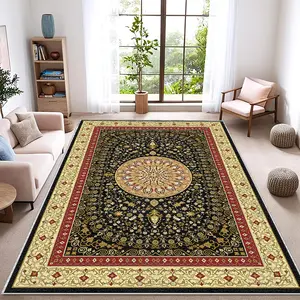 1PC Moroccan Style Area Rug, Lightweight Washable Easy-to-Clean Summer and Autumn Floor Mat, Suitable for Living Room, Bedroom, Dining Room, Bathroom, Office, Room Accessories