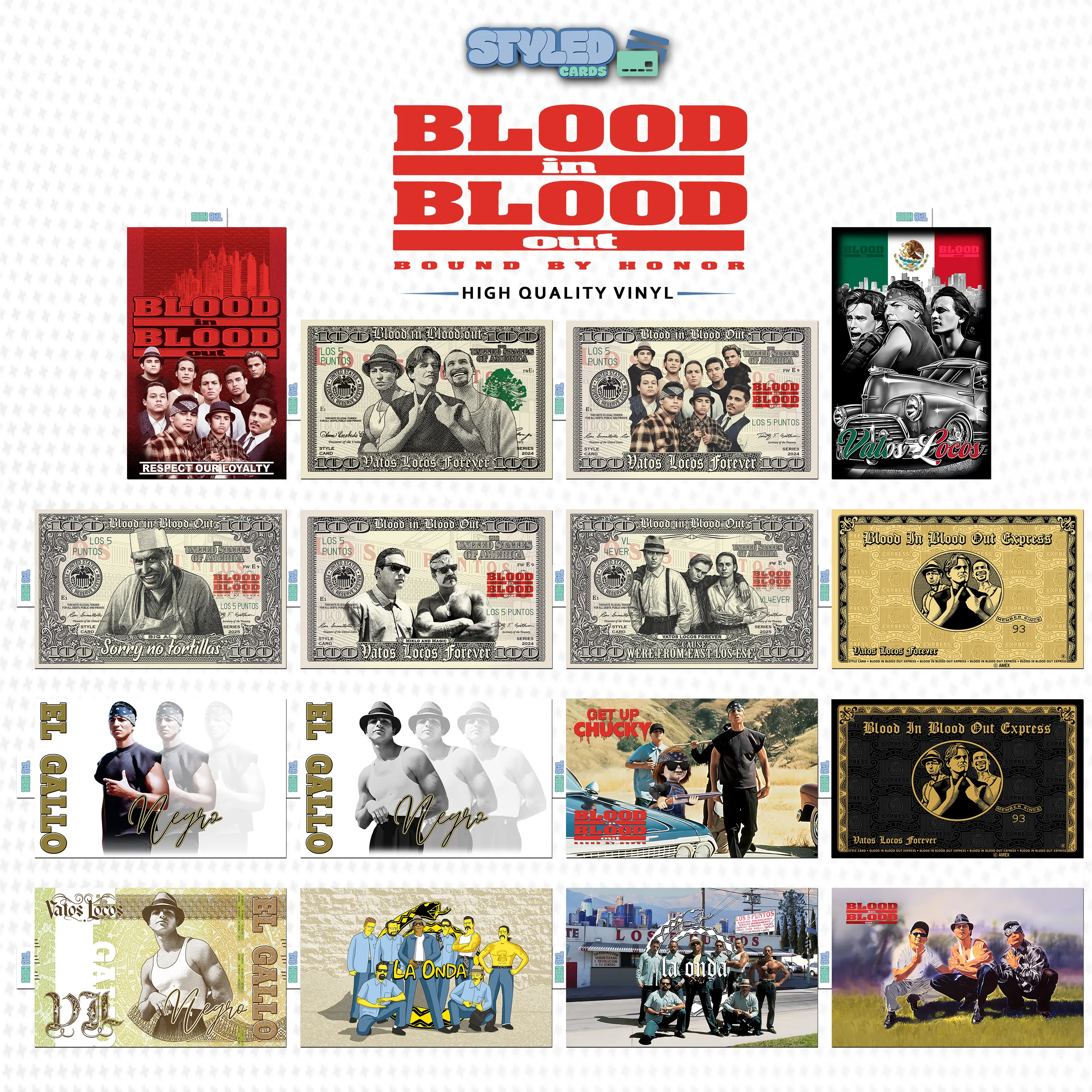 blood in blood out rectangle vinyl stickers made with high quality vinyl