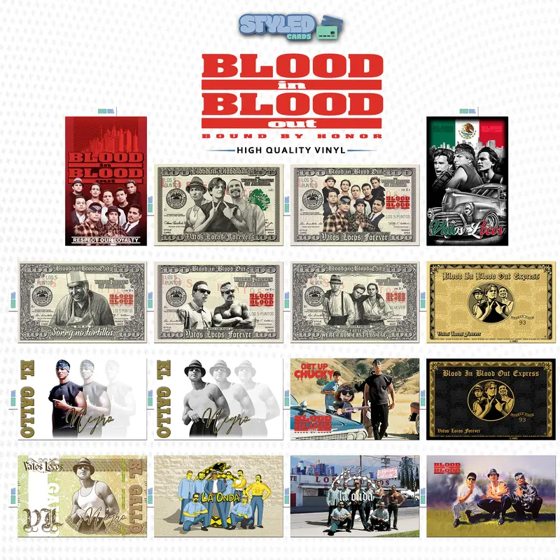 blood in blood out rectangle vinyl stickers made with high quality vinyl