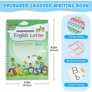 Magic Ink Copybook Reusable Kindergarten Handwriting Practice Book Groove Template Design and Handwriting Aid Tool 4  machine language learning joy  ca  tedu  cational   Kids Smart  flash  pocket speech therapy toy flash card english letter