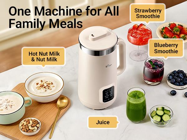 [Pre-Order]Bear 8 in 1 Nut Milk Maker Machine, 40oz/1.2L Soy Milk Maker with Self Clean/12H Delay/6H Keep Warm, One Touch Alomnd Milk Maker for Homemade Oat, Soup, Juice, Plant Based and Non Dairy Beverages