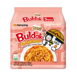 Buldak Korean Spicy Chicken Stir Fried Ramen Rosé Flavor Spicy Noodles Authentic Korean Ramyun 4.94 oz (Pack of 5)