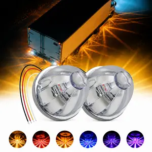 Dual-Color LED Watermelon Side Marker Lights, Two Steady Colors & Flash Mode | Clearance / Chassis Glow for Semi, Lorry, Pickup, Truck Trailer