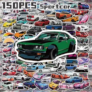 150PCS Sports Car Series Aesthetic Stickers Pack, Luxury Racing Car Illustration Vinyl Stickers for Laptop Water Bottle Phone Case Skateboard Journal Scrapbook DIY Decoration