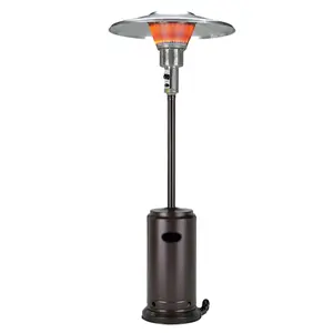 HomeRoots 480584 40000 BTU Bronze Steel Propane Cylindrical Pole Standing Patio Heater