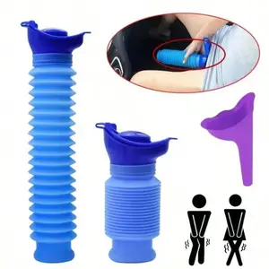 1set Urinal Car Urinal Bucket Outdoor Standing Urine Emergency Travel Portable Reusable Shrinkable Camping Toilet Urine Leak