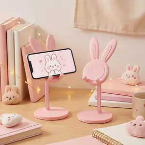 Cute Bunny Phone Stand, Adjustable Height Rabbit Holder, Universal for Phone & Tablet, Hands Free for Watching Videos, Kawaii Desk Decor, Must Have Lazy Bracket for Girls
