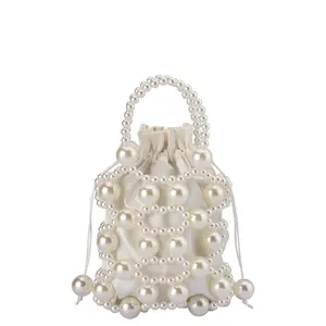 olga berg Sammy Beaded Cage Bag in Pearl