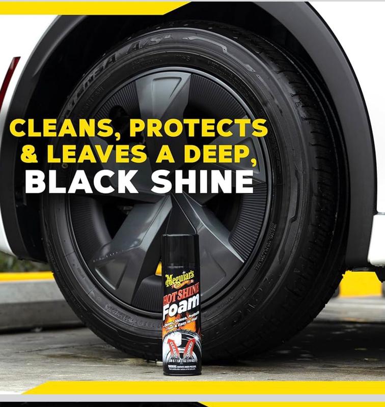 Meguiar's G13919 Hot Shine Tire Foam, Aerosol Tire Shine for Glossy, Rich Black Tires - 19 Oz Spray Can (Pack of 2)