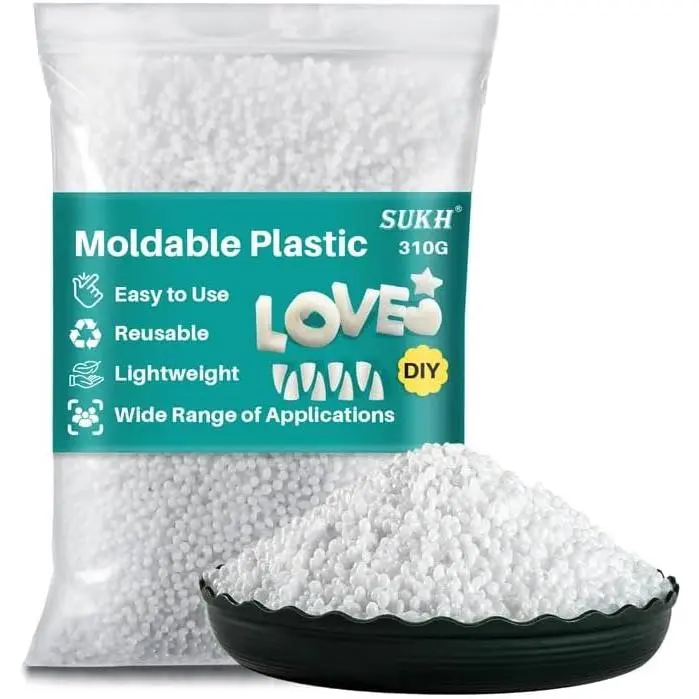 310G Moldable Plastic Pellets - Thermoplastic Beads Polymorph Plastic Meltable Reusable Thermal Beads for Crafts,DIY,Cosplay,Temporarily Repair,Modeling,Halloween Vampire Teeth Fangs