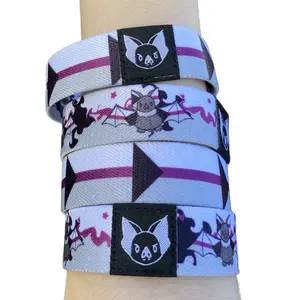 Demisexual Bat Bracelet - Asexual Pride Elastic Wristband (only one included)