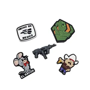 La Pizza Shoe Charms Decorations Featuring El Raton Mouse Gun & Hecho En Mexico Patch for Fun Footwear Accessories
