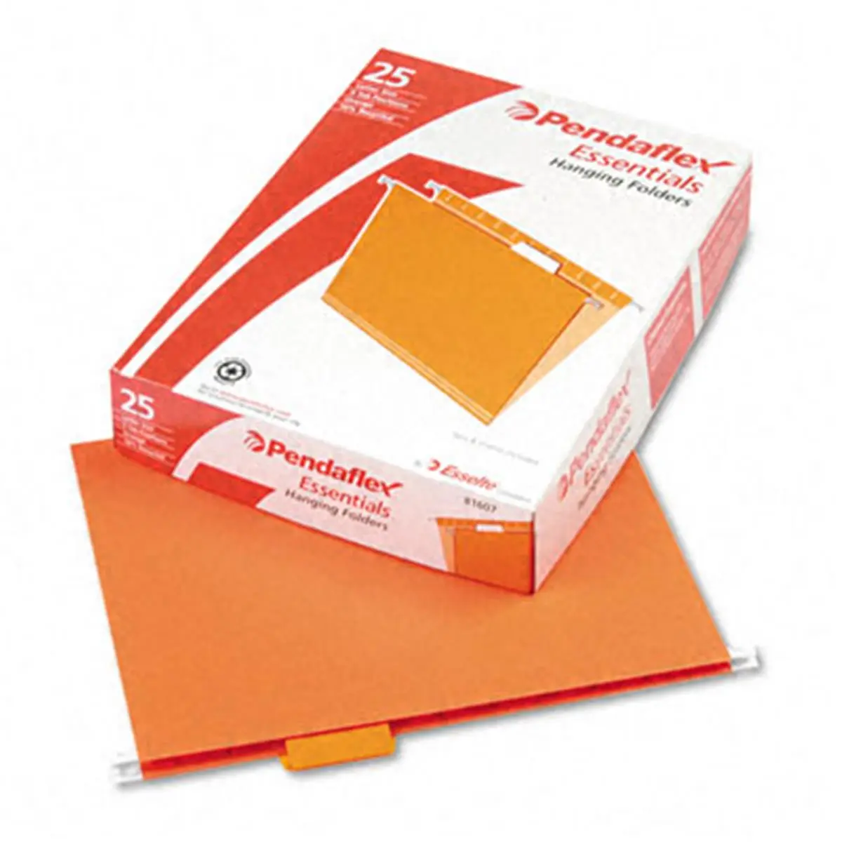 Pendaflex 81607 Cardstock Hanging Filing Folders - 1/5 Tab, Letter Size, Orange Colored Folders, 25 per Box, 11 pt. Stock, Blank White Inserts, Boxed Office Accessories