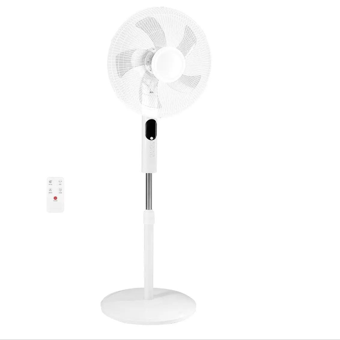 Quiet Standing Fan with Remote & 15H Timer – 80° Oscillating, 3 Speeds, Adjustable Height for Bedroom Office, Portable Design