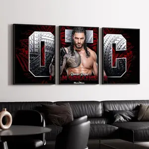 Roman Reigns W-WWE Split Poster HD Waterproof Art Sticker | Custom DIY Self-Adhesive Wall Print | Fade-Resistant Decorative Wall Poster for Home, Office, Living Room, Bar | Multiple Sizes, High-Definition Print, Easy Peel and Stick