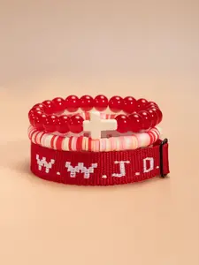 WWJD Letter Design Beaded Bracelet, Fashionable Cross Charm Bracelet for Women & Men, Trendy All-match Stackable Bracelets & Exquisite Jewelry for Birthday Gift, Religious Jewelry Gift