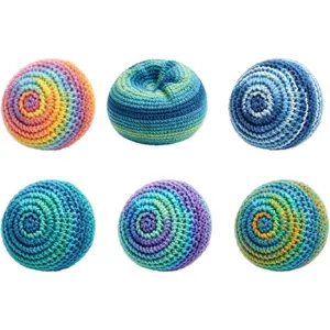 Handmade Crocheted Hackys Footbag Sacks, Footbag Sacks for Kick Ball, Assorted Foot Bag Crochet Hackys for Adults, Juggling Balls for Beginners, Party Games & Coordination Training (6PC)