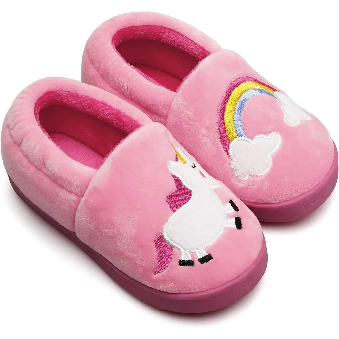 BY-FSOK07  Plush Warm Slippers for Girls Boys Kids Toddlers Winter Fur Lined Indoor House Home Shoes