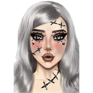 Scarecrow Stitch Adhesive Rhinestone Stick-On Jewels, Spooky Costume Face Jewels for Party Sewing Accessories