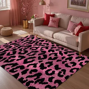 Leopard Print Floor Mat, Non-slip Soft Floor Carpet, Animal Print Rug, Rectangle Home Decorative Mat for Living Room Bedroom, Home Decor
