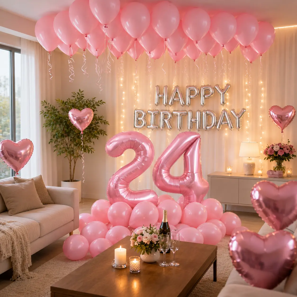 Pink Plastic Balloon Decoration Set - Birthday Party Supplies, Magical Backdrop, Cozy Luxury Setup for Girls (Home & Festive Supplies)
