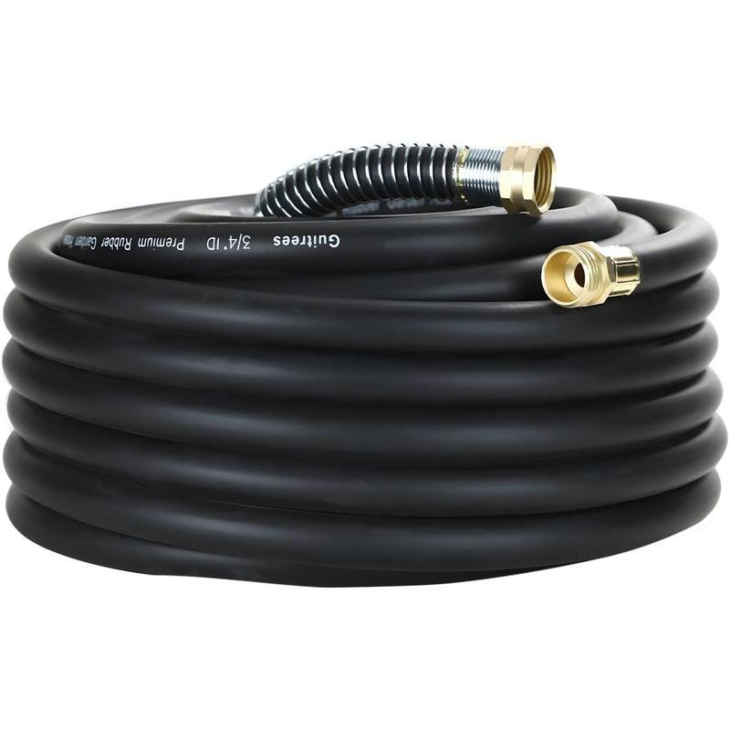 3/4 Heavy Duty Rubber Garden Hose - 200psi Working, 1000psi Burst - Hot/Cold Water - Five-Layered Braiding for Durability - Versatile for Gardening, Agriculture, Construction(Black)