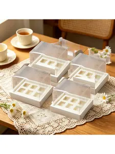 5/1pcs 6/12/24 Count Cupcake Boxes, Square & Round Clear Flip Top Windowed Cupcake Packaging Containers.needoh.paper plates