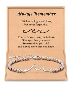Wave Bracelet for Women, Through The Waves of Life, Inspirational Gifts for Women Teenage Girls - for Christmas Birthday Graduation Mother's Day Exquisite Jewelry