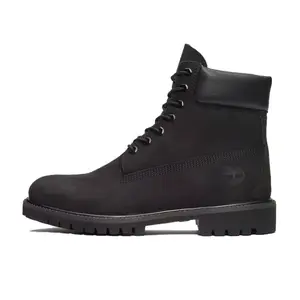 Timberland 6" Boot Black Nubuck Premium Men’s Daily Durable Leather  Footwear Boy Walking Shoes Rubber Closed