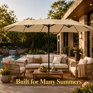 【Father's Day Gift】Yaheetech Massive 15/13ft Double-Sided Patio Umbrella | Heavy Duty & 2 Sandbags Included, Easy Crank for Garden Pool and Lawn 【Father's Day Gift】Yaheetech Massive 15/13ft Double-Sided Patio Umbrella | Heavy Duty & 2 Sandbags Included, Easy Crank for Garden Pool and Lawn