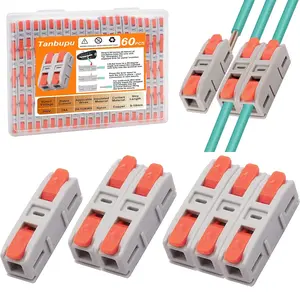 60PCS Lever Wire Connectors, Mini Quick Connectors Electrical Splicing Kit Push-in, Electrical Wire Butt Splice Inline Terminals for Various Circuits, AWG 24-12, 1 in 1 Out