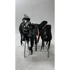 Charro Saddle – All Black/Leather/Silver Engraved Accents (15.5”)