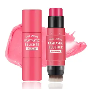 Cream Blush Stick for Cheeks Blush Makeup,3 In 1 Cheek Blush & Lip Tint & Eye Shadow Makeup Stick with Brush, Long Lasting Waterproof,Cream Blush Makeup for All Skin Tones - Rose Red springtok