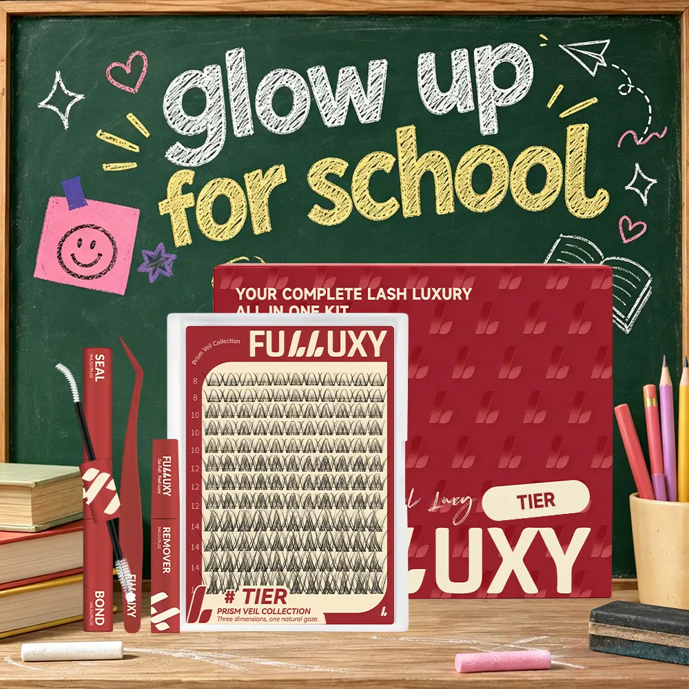 TIER | Fulluxy Prism Veil Collection | 3D Natural Cluster DD Curl, Breeze Spider Lashes Kim&Kylie Lashes Smudge-Proof Waterproof, Super Soft Thin Band, Beginner-Friendly Fluffy DIY Design for Natural Daily Glowup & Voluminous Look Makeup Cosmetic