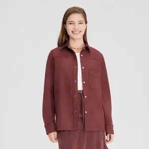 Women's Long Sleeve Faux Suede Western Button-Down Shirt - Universal Thread Red S