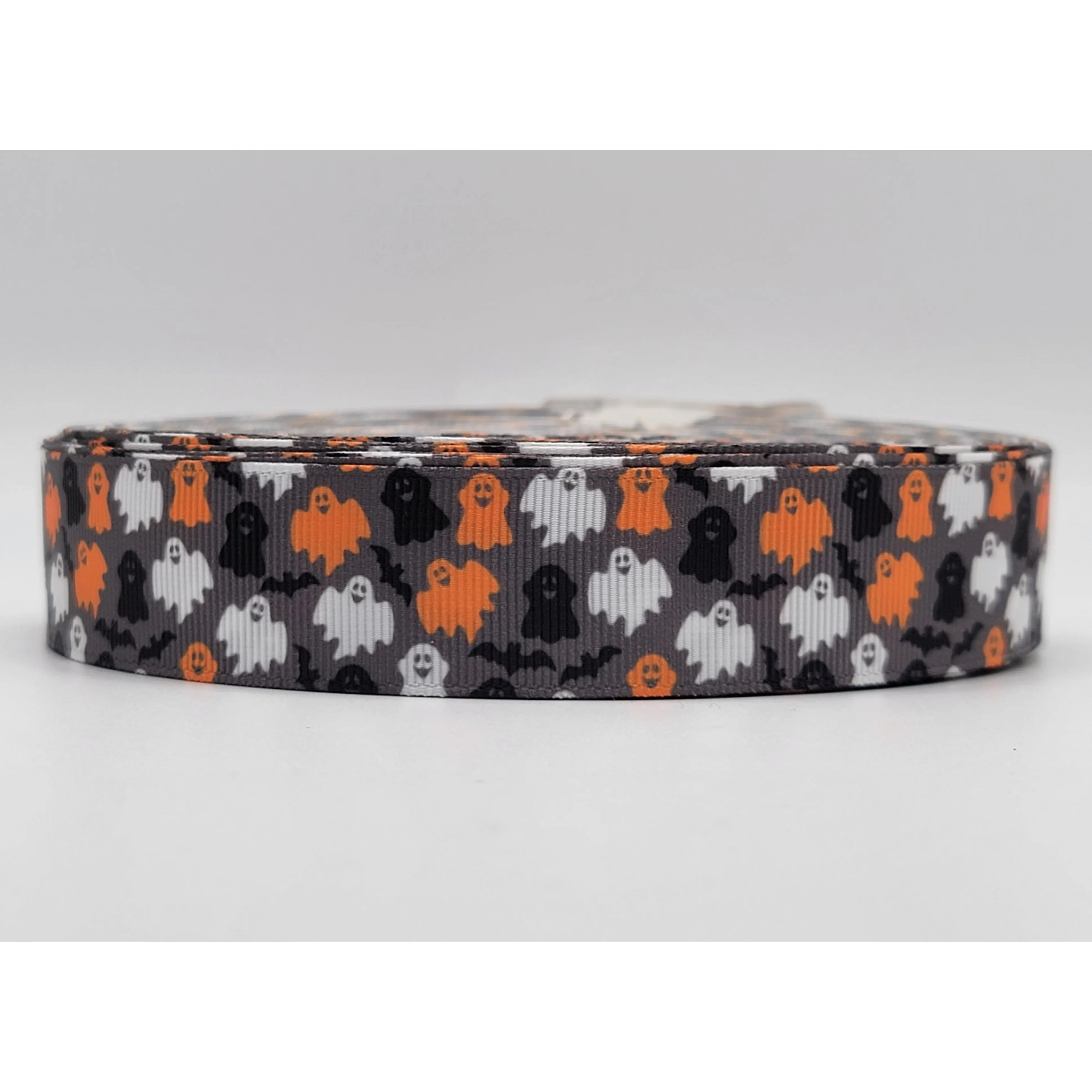 Halloween - Ghosts & Bats - Gray Grosgrain Ribbon 1" Width - By the yard