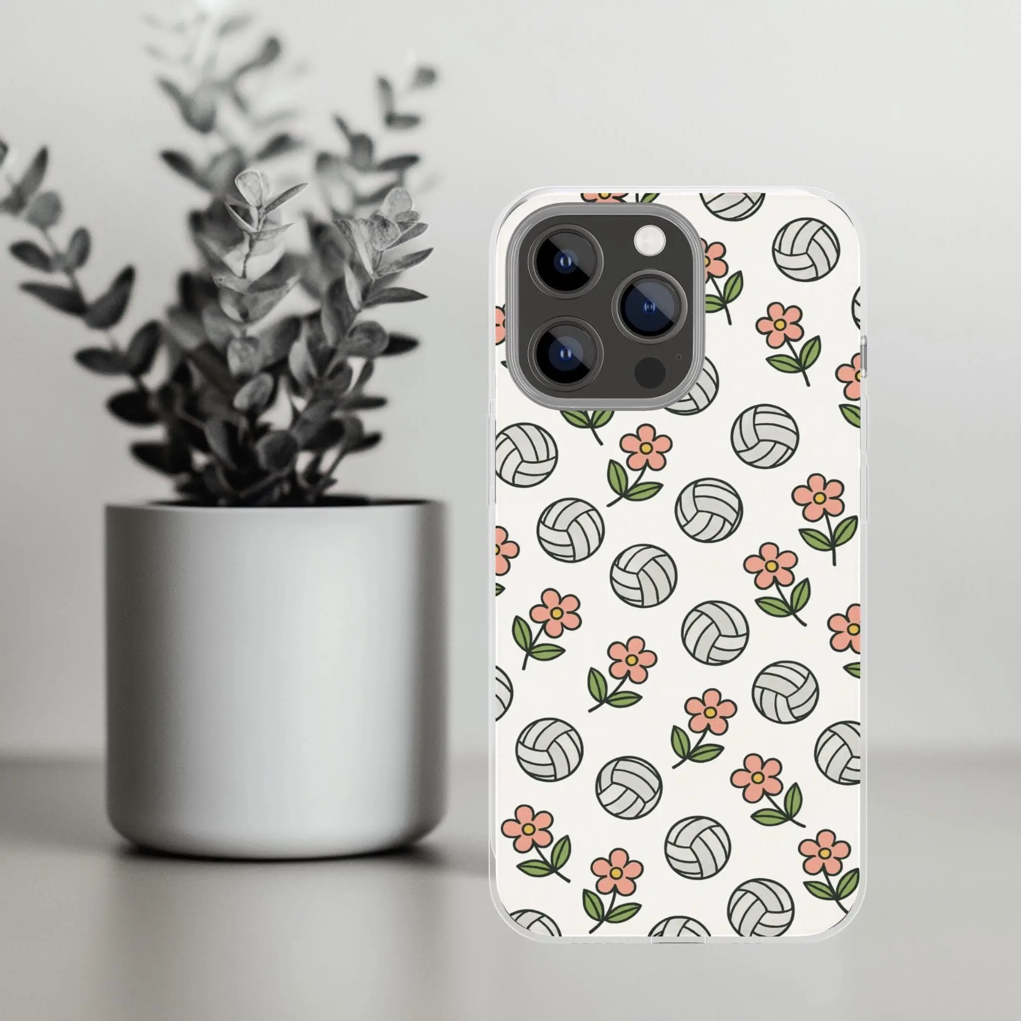 Floral Volleyball Phone Case, Cute Tough Case for Sports Lovers, Durable Phone Covers, Gift for Athletes, Trendy Floral Design, Sports Case
