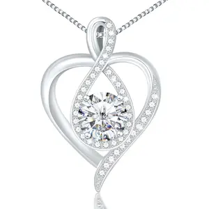 925 sterling silver silver infinity heart-shaped necklace, rhodium-plated cubic zirconia pendant, a gift for girlfriend, wife, mother - anniversary, Valentine's Day, birthday gift, comes with an elegant gift box, holiday gift, exquisite gift