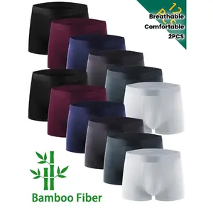 12pcs Men'S Bamboo Fiber Boxer Briefs - Soft, Breathable, Moisture-Wicking Underwear for All Seasons, Solid Black, Medium Stretch, Ideal for Students and Teens, Comfortable Underwear |   Minimalist Underwear |   Bamboo Fiber Fabric