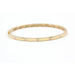 Hinged Diamond Bangle Bracelet - 14k Yellow Gold - 0.25ctw