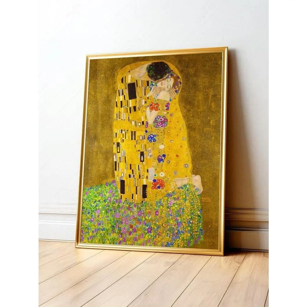 Gustav Klimt The Kiss Fine Art Photo Poster, Eco-Friendly High-Quality Paper Wall Decor, Multiple Cartoon-Inspired Decor Inspo for Bedroom & Kid Room Home Accents