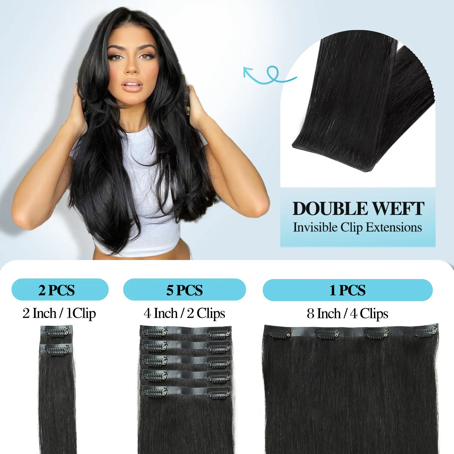 Wignee Clip in Hair Extensions Real Human Hair 18 Inch 120g 