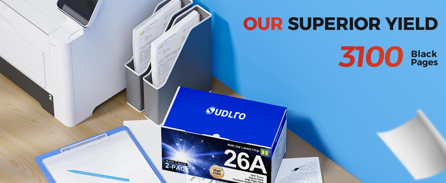 26A Toner Cartridge for HP Printer - Replacement for - HP 26A CF226A 26X CF226X to Compatible with Pro M402dw M402dn M402dne M402n MFP M426fdw M426fdn Printer (Black, 2-Pack)