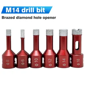 Soldered Diamond Hole Drill Bit M14 Thread Interface, Ceramic Drill Bits, Concrete Drill Bit, Dry Drilling for Tiles Marble Stone Ceramic, Wet/dry Use