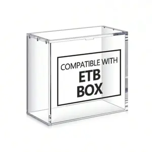 1 PC 5mm Clear Acrylic Display Case with Magnetic Lid - Compatible with PKMN TCG Booster Box (Not for Japanese Version) & ETB Elite Trainer Box, Dustproof Impact-Resistant Protector for Collectors Trade Card Box