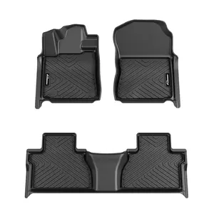 GARVEE Floor Mats for 2014-2021 Toyota Tundra CrewMax Cab, TPE All Weather Custom Fit 1st and 2nd Row Floor Liner, Black